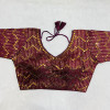Heavy embroidery copper zari mirror work with wine color blouse