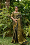 Black color banarasi  silk saree with zari weaving work