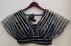 Black color net blouse with radium stripes work