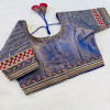 South silk heavy embroidery work royal blue color blouse