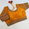 South silk heavy embroidery work orange color blouse