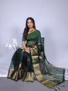 Dark green color soft organza silk saree with foil printed work
