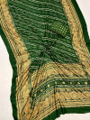 Dark green color pashmina silk saree with printed work