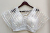 White color net blouse with radium stripes work