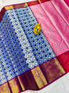 Royal blue color tissue silk saree with woven design