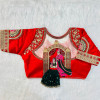 Heavy embroidery bridal work red color blouse