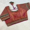 South silk heavy embroidery work magenta color blouse