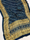 Blue color pashmina silk saree with printed work