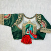 Heavy embroidery bridal work green color blouse