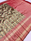 Gray color tissue silk saree with zari weaving work