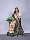 Off white color patola silk saree with printed work