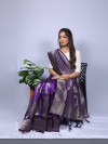 Violet color soft banarasi silk saree with zari weaving work