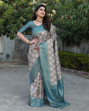 Multi color soft silk saree with zari weaving work