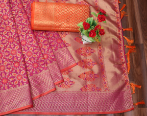 Magenta color patola silk saree with zari weaving wor