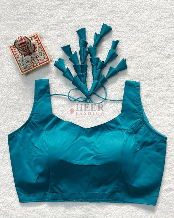 Rama Green Color Desginer Malai Satin Blouse Rama Green Color Desginer Malai Satin Blouse