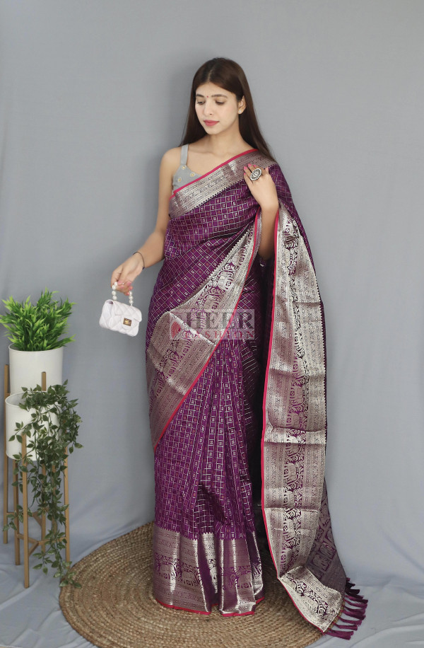 Buy Onaya Purple Silk Saree With Blouse Online | Aza Fashions