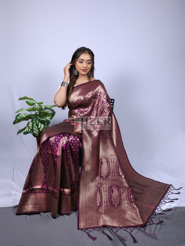 Buy Grape Wine Plain Chettinad Cotton Saree-UNM73621 Online at  Unnatisilks.com|UNM73621