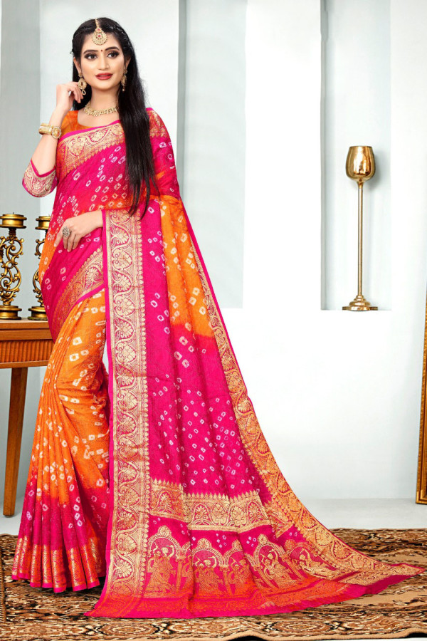 Nalli - This alluring shade of orange Kanchipuram silk saree adorned with  beautiful jacquard design and accentuated with contrast pink border looks  simply spellbinding. Shop Now at  http://bit.ly/orangekanchipuramsilksaree61103 .⠀ .⠀ .⠀ .⠀ .