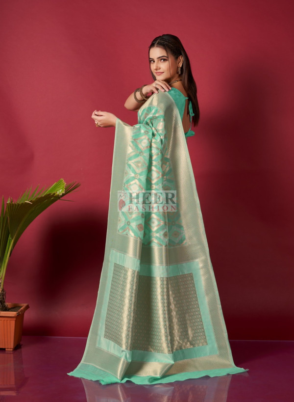 Sea Green Flow Handloom Saree main image 0