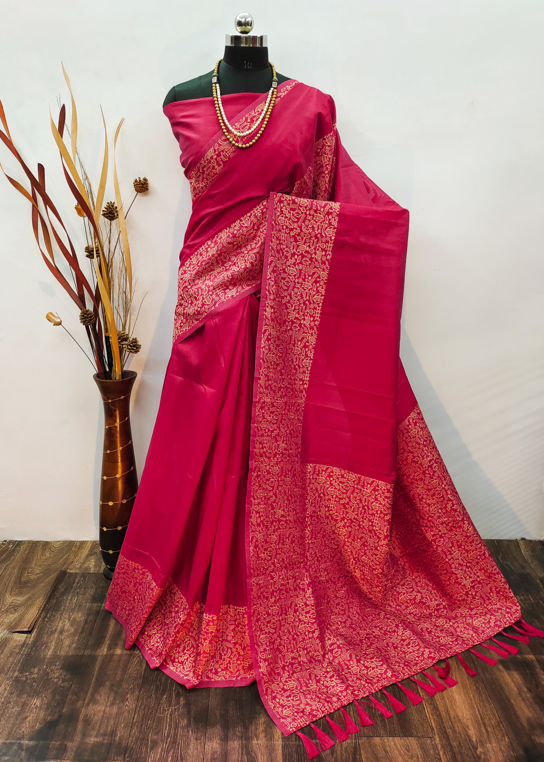 Pink Fine Handwork Saree