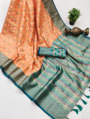 Orange color soft zarna silk saree with zari weaving work