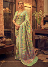 Pista green color soft cotton saree with woven design