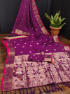 Magenta color soft banarasi saree with zari weaving work