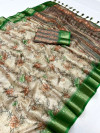 Cream color soft kota silk saree with printed work