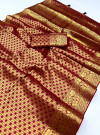 Maroon color georgette saree with zari weaving work