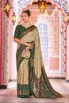 Cream color patola silk saree with foil printed work