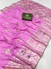 Baby pink color soft viscose silk saree with zari weaving work