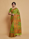 Pista green color soft cotton saree with woven design