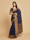 Navy blue color chanderi cotton saree with woven design
