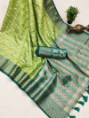 Parrot green color soft zarna silk saree with zari weaving work