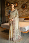 Gray color soft modal silk saree with woven design