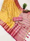 Yellow color soft zarna silk saree with zari weaving work