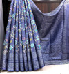 Blue color soft silk  saree with zari weaving work