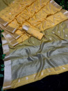 Yellow color soft resham silk saree with zari weaving work