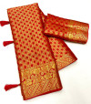 Red color georgette saree with zari weaving work