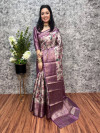 Magenta color soft silk  saree with zari weaving work