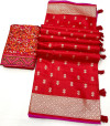 Red color viscose silk saree with zari weaving work