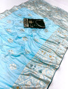 Sky blue color soft viscose silk saree with zari weaving work