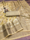 Beige color soft cotton saree with zari weaving work