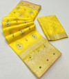 Yellow color soft viscose silk saree with zari weaving work