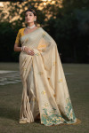 Yellow color soft modal silk saree with woven design