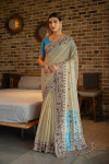 Firoji color soft jamdani cotton saree with woven design