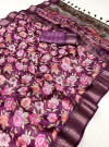Lavender color soft kota silk saree with printed work