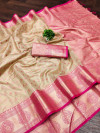Cream color soft zarna silk saree with zari weaving work