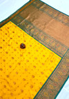 Yellow color soft banarasi saree with zari weaving work