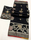 Black color soft viscose silk saree with zari weaving work